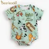 Bear Leader Baby-Strampler, Sommerkleidung für geborene Babys, Cartoon-Druck, Babykleidung für 0–24 Monate, Kleidung aus Bio-Baumwolle, 210708