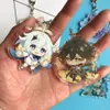 Genshin Impact Zhongli Diluc Keychain Cosplay Cute Game Character Venti Paimon Tartaglia Mona Acrylic Key Chain Pendant Keyring