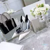 Luxury High Heels Kvinnors Läder Sko med Rhinestones Flower Ornaments Surround Crystal Single Shoess Designer Black Stiletto Ladies