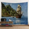 Żaglówka Gobelinowa Ocean Cruise Wall Wiszące Wielofunkcyjne Gobelinowe Boho Drukowane Bedspread Okładka Joga Mata Koc Piknikowy Tkaniny 210609