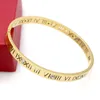 Fashion Opening Titanium Steel Bangles Crystal Rose Gold White Gold Bangles Roman Numerals Women's Bracelet Q0717