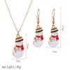 Earrings & Necklace European And America Cute Cartoon Dripping Oil Colored Snowman Christmas Gift Set Jewelry Sets