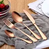 Cutlery Sets Stainless Steel Tableware Western Dinnerware Fork Spoon Steak Travel Dinnerware Set 4 Colors 4Pcs/Set GYL94