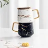 Criatividade estilo nórdico caneca de cerâmica de mármore de mármore copo de café de luxo com leite de luxo e pires de pires canecas
