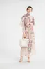 Women's Runway Dress O Neck Long Sleeves Printed Floral Maxi Dresses with Scarlf Party Prom