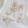 Pérolas de água doce jóias nupcial pinos clipes folha de ouro Headpiece Handmade mulheres peça de cabelo ornamento