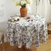 Tischdecke Klassische Blaue Blumen Für Tapete Runde Tischdecke Verdickt Baumwolle Leinen Hochzeit Dekoration Abdeckung Nappe De