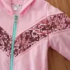 Spring Girl Clothes Set Outfits Hooded Sequins Zipper Coat+Shorts 2pcs Bling 210611