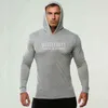 Muscleguys Brand Gym Slim Fit Long Sleeve Hooded T Shirt Men Solid Color Tees Fitness Mens T-Shirt Cotton Bodybuilding T Shirts G1222