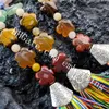 7 Çakra Kristal Çiçek Araba Dikiz Aynası Kolye Asılı Süsleme Aksesuarları El Yapımı Doğal Kuvars Gemstones Akik Boncuk W / Rainbow Püsküller Pencere Takılar