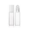 500pcs/lot 10ml White Cap Transparent Clear Glass Roller Bottle Empty Ball Perfume