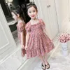 Vestido de menina padrão floral meninas praia crianças crianças es verão 6 8 10 12 14 210528