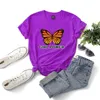 100% Cotton Summer Women T-shirt Casual Loose Short Sleeve Fashion Butterfly Printed Female Tees W694 210526