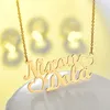 Collar de corazón con 2 nombres de acero inoxidable personalizado a la moda para mujer, letra personalizada Gold257K