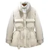 Otoño e invierno chaqueta acolchada para mujer temperamento abrigo de costura de lana de cordero suelto delgado corto 211216