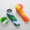 Smoking Colorful silicone hand pipe with metal bowl and silicon cap dab rig Hookah Bongs4229300