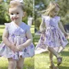 Zus Matching Kids Baby Meisjes Kant Bloem Big Little Sister Mouwloze V-hals Jurk Bodysuit Outfits Kleding Haarband Q0716