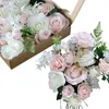 Artificial Flowers with Box White Pink Red Blue Rose Flowers for DIY Wedding Bouquets Centerpieces Arrangements Decoration RRD12873