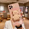 Lambskin三次元人形ラッキーベアiPhone 11 12 Pro Max XR XS x 7 8 Plusのための幸せなウサギの電話ケース