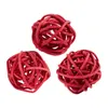 Party Decoration 12 Pcs 3cm Rattan Wicker Ball For Garden, Wedding, (RED )