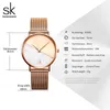 Shengke sk conjunto de pulseira de relógio feminino, relógio de pulso de couro vintage feminino relógio irregular mujer bayan kol saati montre feminino283s