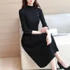 Autumn And Winter Models Half-high Collar Knit Dress A Word Pleated Skirt Female Long Slim Knee-length Sweater 210427