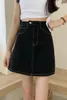 Skirts Spring And Summer 2021 A-line Skirt Hong Kong-style Retro Denim High Waist Thin Black Short