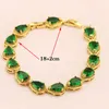 Örhängen Halsband Wpaitkys Trendigt grönt vatten Drop Cubic Zirconia Guldfärg Smycken Satser för Kvinnor Weding Pendant Ring Armband Free Box