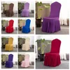 16 färger solid stol täcke med kjol runt stol botten spandex kjolstol täcke för fest dekoration stolar täcker