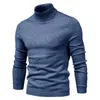 Vinter män turtleneck tröja casual solid färg varm pullover högkvalitativ smal hög nacke långärmad tröja män 211221