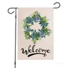 Couronne de printemps Drapeau de jardin impression recto verso intérieur et extérieur maison jardin bienvenue drapeau décoration drapeaux 47 * 32 cm T500657