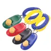 Przycisk psa Clicker Pet Dźwięk trener z nadgarstkiem Przewodnik Pomoc Przewodnik PET Kliknij narzędzie szkoleniowe Psy Dostawy 11 kolorów 100PC Agility Training Products