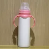 最も安い8オンスの空白の赤ちゃん給餌シッピーピンクブルーダブルウォールバキュームニップルハンドル壊れやすい昇華ボトル355 R2 0WBN7514497