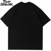 Hommes Streetwear Oversize T-shirt Hip Hop Lettre graphique Imprimer T-shirt Harajuku Coton Lâche T-shirt à manches courtes Noir Gris 210707