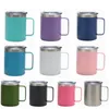 DHL 12oz rånar med handtag Rostfritt stål Isoleringskontor Tumbler Is Tyrant Kaffe Öl Kaffe Muggar och Lock Travel Friendly Juice Cups FY5093