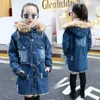 Flickor Vinter Denim Coats Höst Barn Ytterkläder Casual Long Jacket Girl 6 8 10 12 13 14 År 210527