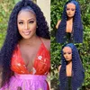 Long Curly Dark Blue Lace Front Human Hair Wigs Brazilian Deep Wave Synthetic Wig Glueless Pre Plucked With BabyHair