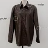 Autumn Winter Vintage PU Faux Leather Women's Blouse Solid Long Sleeve Tops Elegant Loose Shirts Office Lady 210428