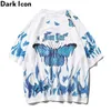 Dark Icon Flame Butterfly Street Fashion T Shirt Men Summer Crew Neck Men s Tshirt Hip Hop Tee Shirts 210319