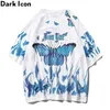 أيقونة داكنة Flame Butterfly Street Fashion T Shirt Men Men Summer Crew Neck Men S Tshirt Hip Hop Tee قمصان 210319