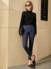 ミニマリズム冬の女性のジーンズファッションのシンプルな高腰のフリースの女性のための厚い女性のズボン1378 210527