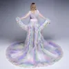 Unique Colorful Photo Shoot Evening Dresses Sexy See Through Ruffles Tulle Lace Pregnant Women Cape Dress Maternity Baby Shower