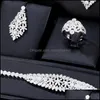 Örhängen Halsband Smycken Sats Soramoore Trendig Lyxig Afrikansk 4 För Kvinnor Bröllopsfest Zircon Crystal Dubai Bridal Set Presentfall leverera