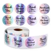 500 stks / roll 1.5 inch dank u sticker regenboog handgemaakte ronde kleefstickers label DIY presenteert envelop zegel bruiloft decoratie CCF5709