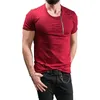 Men's T-Shirts Acacia Person 2022 Summer T Shirt Men Plus Size 3XL Ripped Hole Zipper Breathable Casual Tees