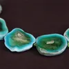 !! Environ 11-13 pièces/fil vert fissure dalle d'agates brutes pépite perles en vrac, pierre naturelle gemmes tranche pendentifs fabrication de bijoux