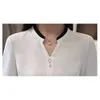 Womens Tops and Blouses V Collar Office Dames Tops Blouses Vrouw Wit Blouse Chiffon Blouse Lange Mouwen Dames Shirts A893 210426