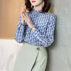 Blusas femininas camisas de seda reais tops de seda e blusa de manga longa Primavera outono de um escritório coreano Lady Blusas 2021 F1002 YY2597