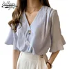 4XLplus size blusas mujer de moda blouses woman ladies tops dames blouse zomer Flare Sleeve womens and 5012 50 210427