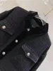 Vestes pour femmes piste concepteur hiver col rabattu Tweed manteau décontracté simple boutonnage velours noir veste 2021 vêtements d'extérieur pour femmes